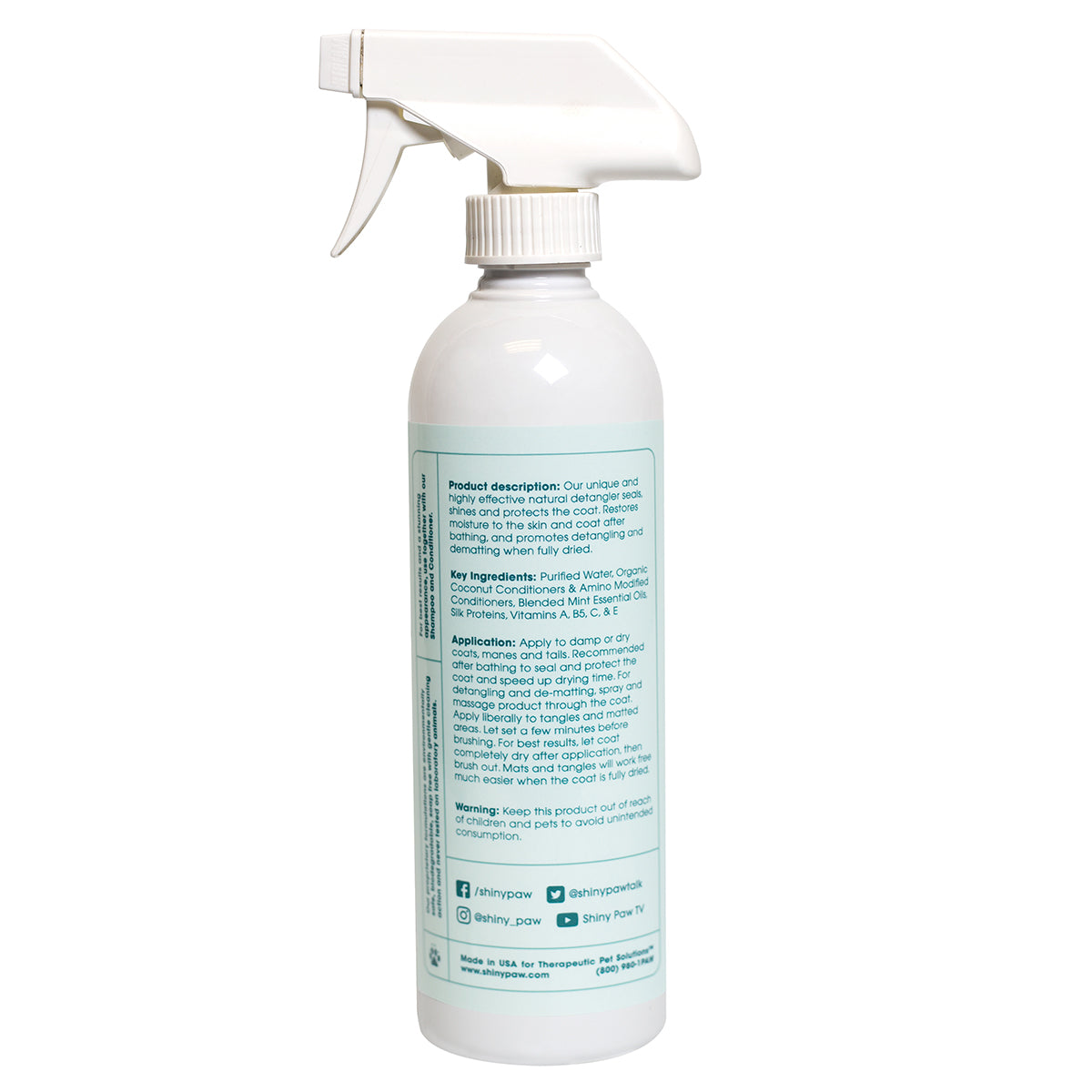 Shiny Paw Natural Detangler Mint Essentials 16oz