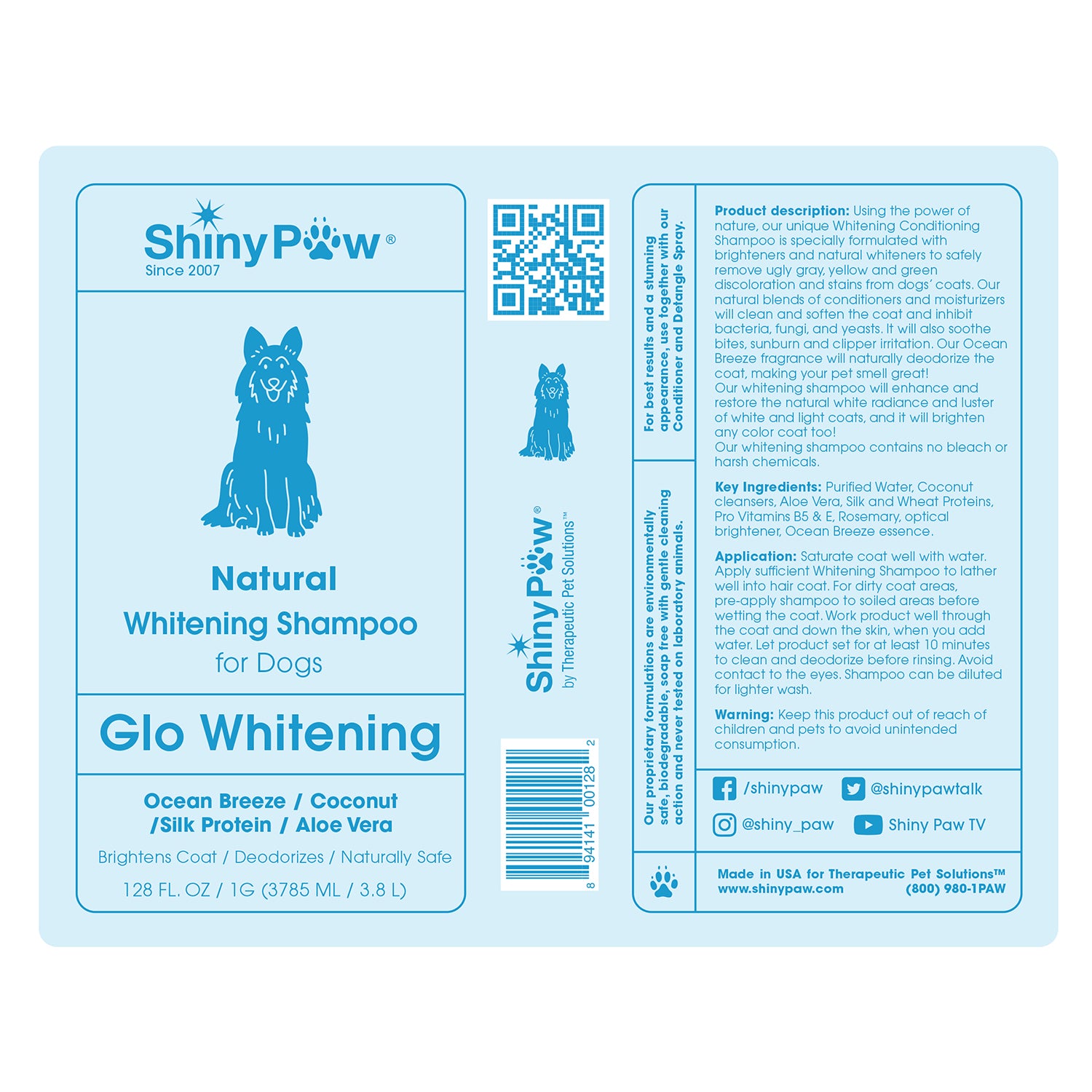 Shiny Paw Natural Glo Whitening Shampoo for Dogs