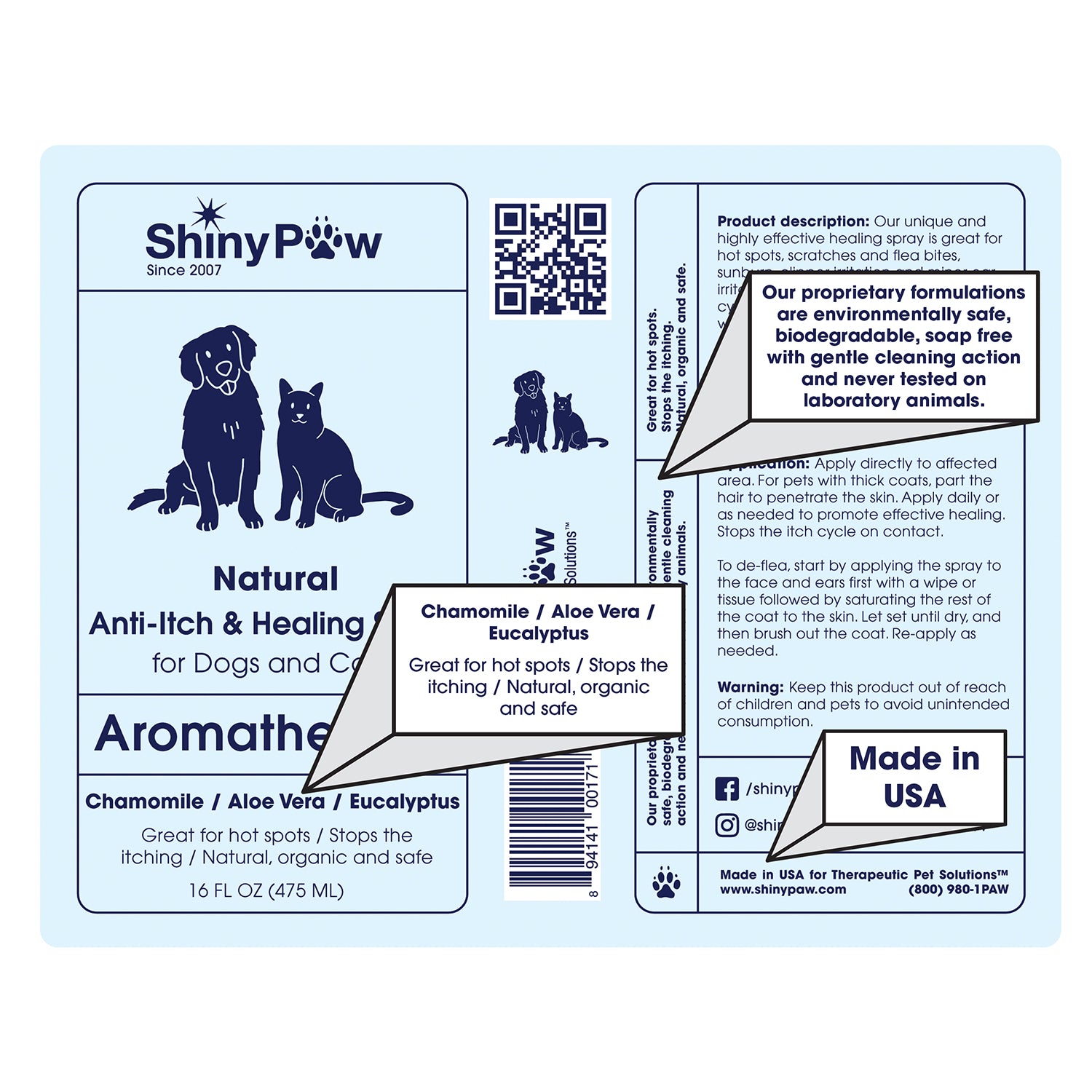 Shiny Paw Natural Anti-Itch Healing Spray 32oz