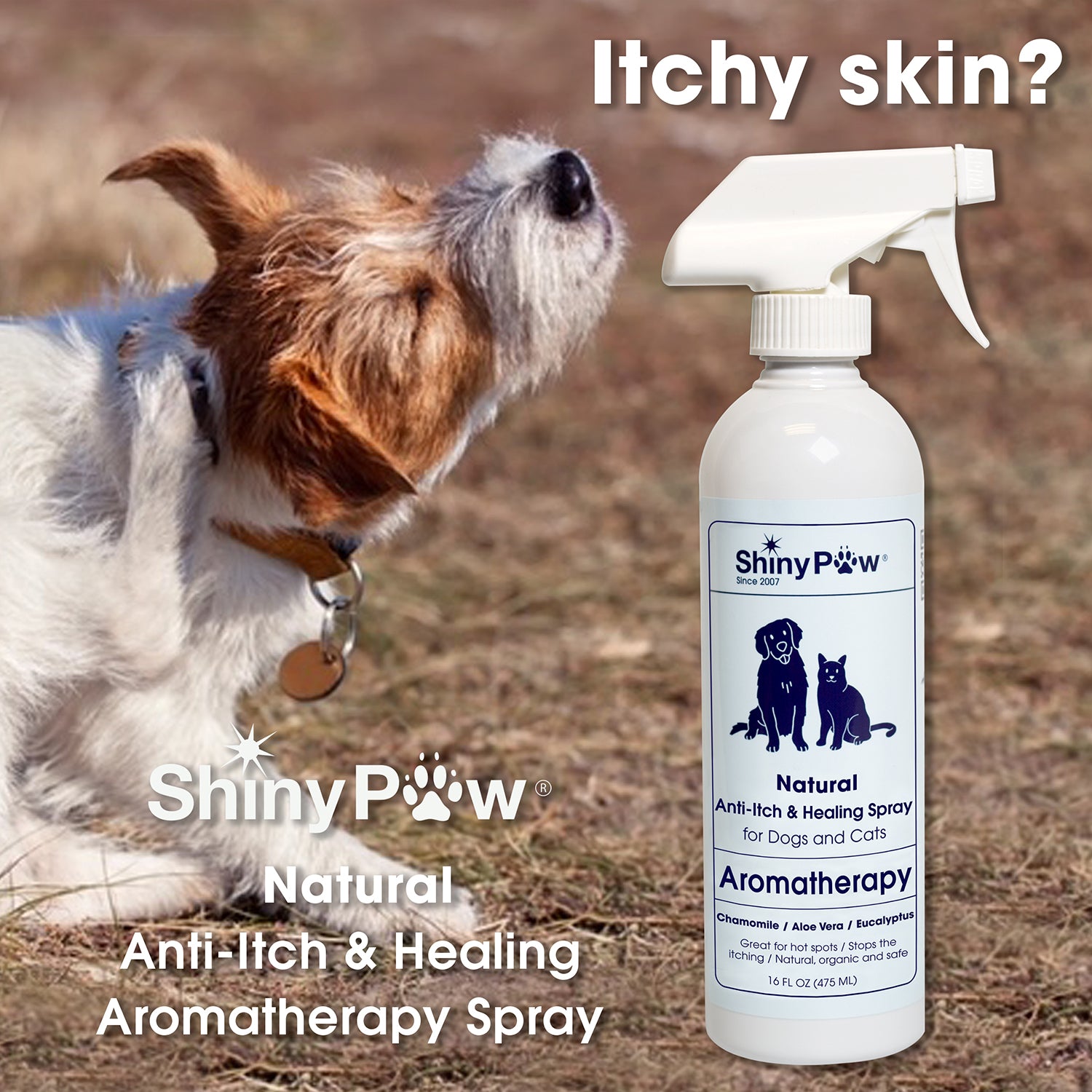 Shiny Paw Natural Anti-Itch and Healing Spray Dogs Cats 16oz