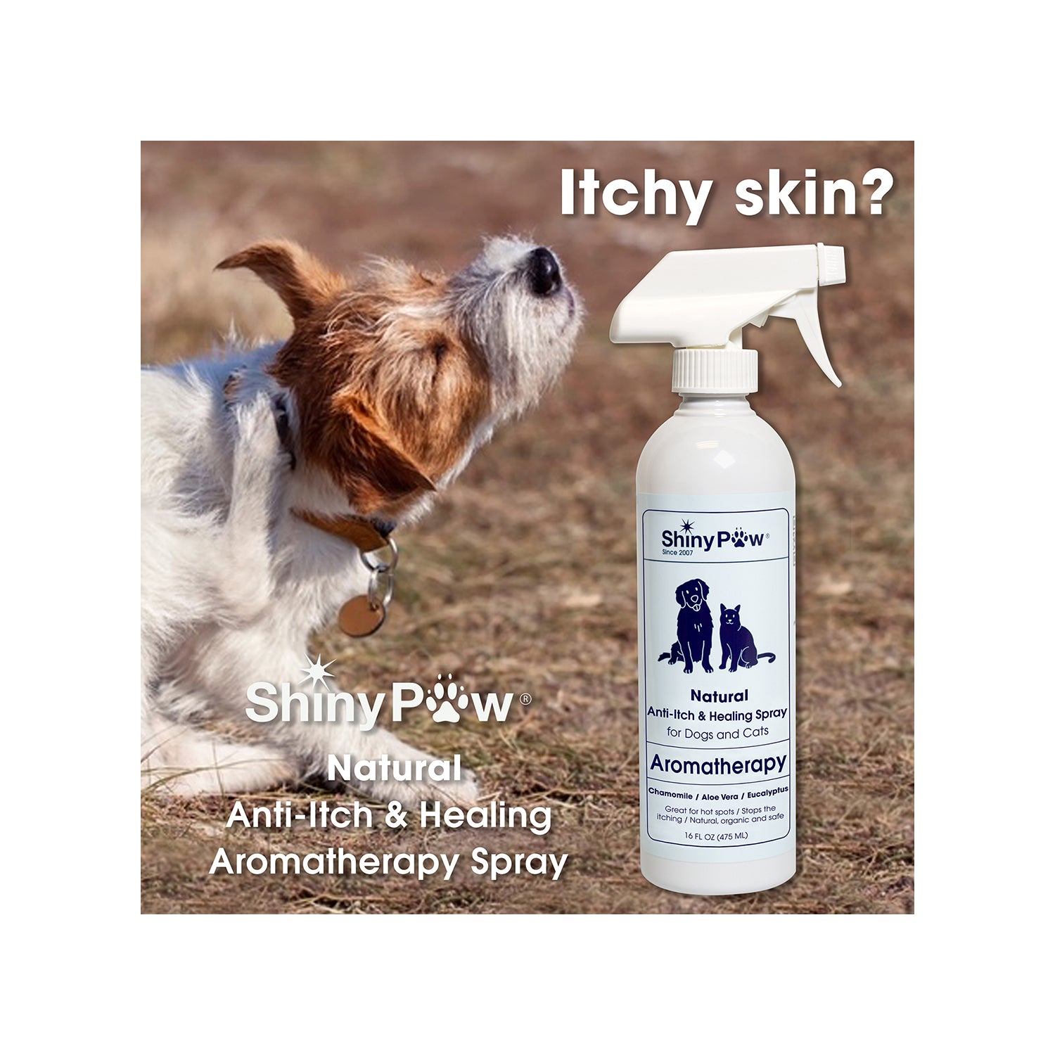 Shiny Paw Natural Anti-Itch & Healing Spray for Dogs and Cats Aromatherapy