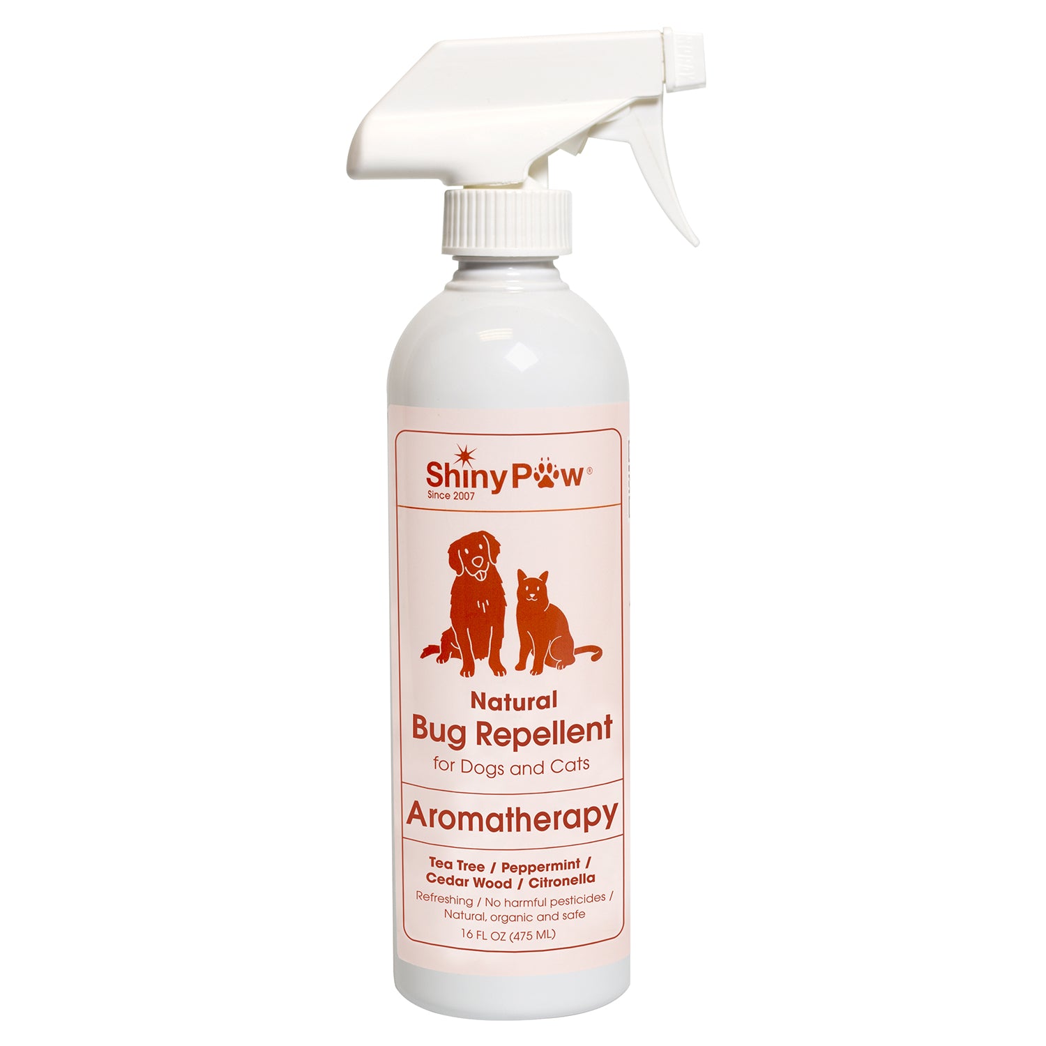 Shiny Paw Natural Bug Repellent Dogs Cats Aromatherapy Tea Tree Peppermint Cedar Wood Citronella 16oz