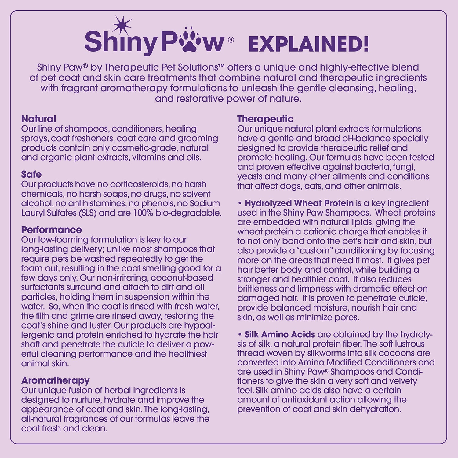 Shiny Paw Therapeutic Natural Shampoo for Cats Chamomile Aloe Eucalyptus
