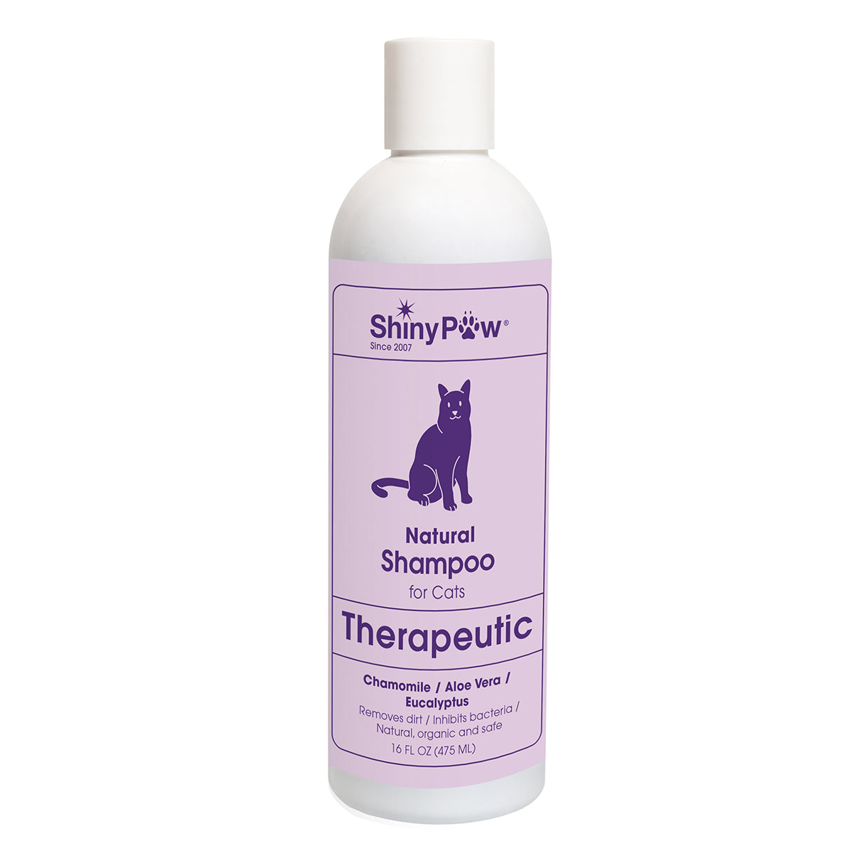 Shiny Paw Natural Cat Shampoo Therapeutic Chamomile Eucalyptus Aloe Vera 16oz