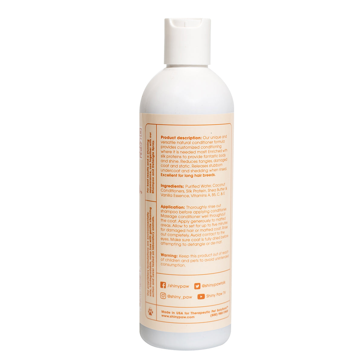 Natural dog conditioner that helps reduce tangles and static