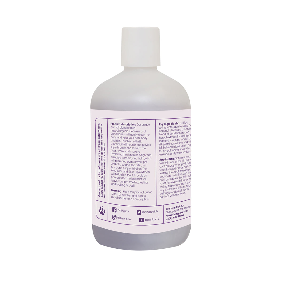 Natural dog body wash with Aloe Leaf and Rose Hips