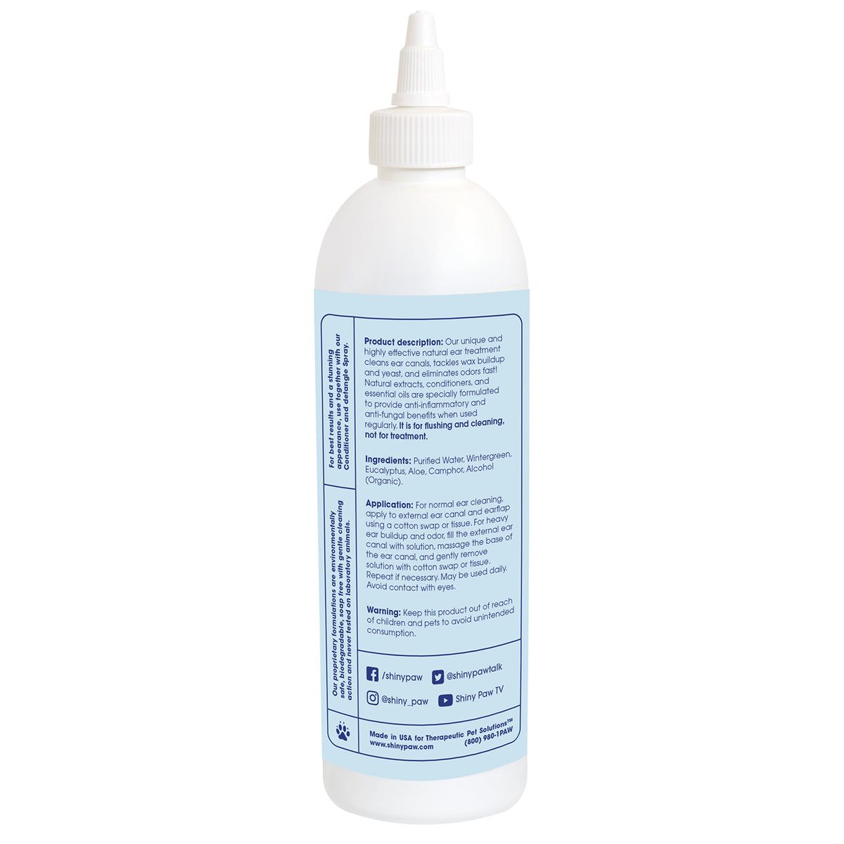 Dog ear cleaner that helps remove wax buildup and debris
