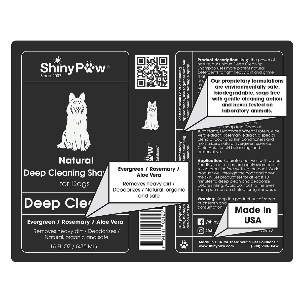 Deodorizing dog shampoo for dirty and strong-smelling coats