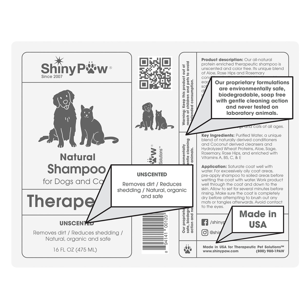 Hypoallergenic natural shampoo for dogs and cats