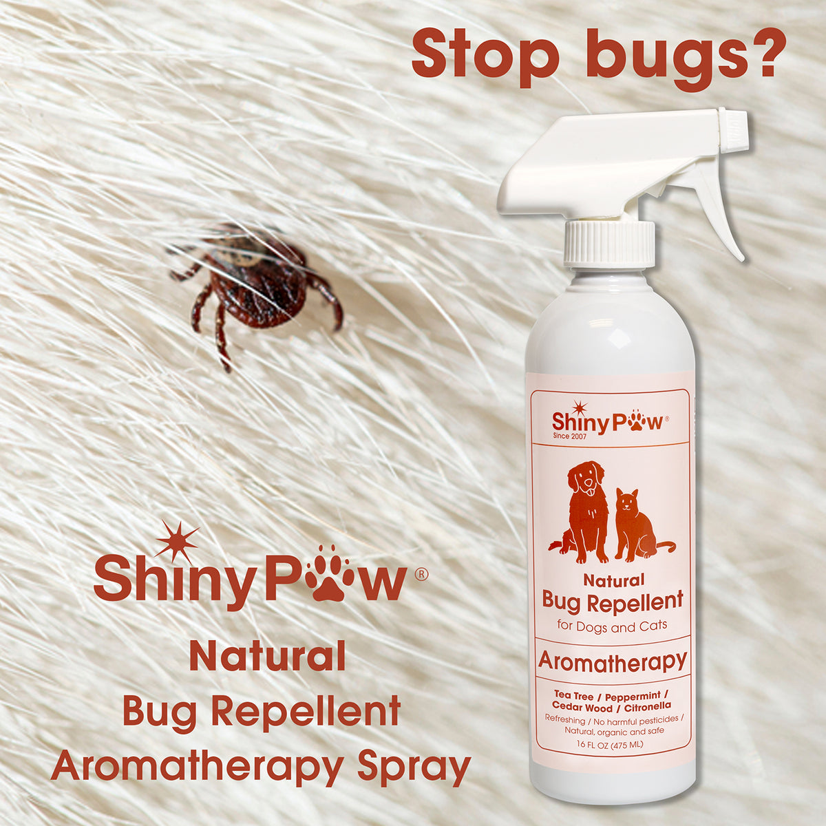 Natural flea and tick bug repellent spray for dogs