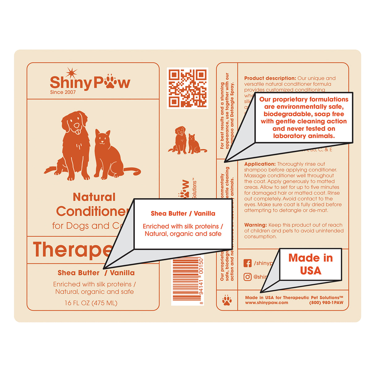 Pet conditioner for tangled and matted dog and cat coats
