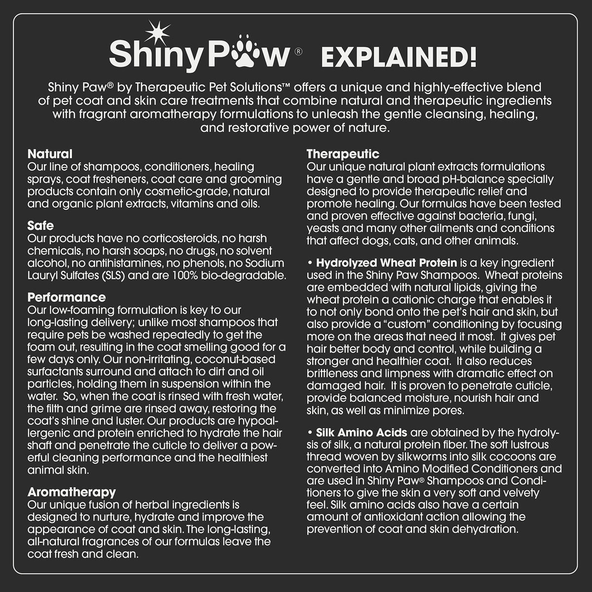 Soap and detergent free deep cleaning dog shampoo by Shiny Paw
