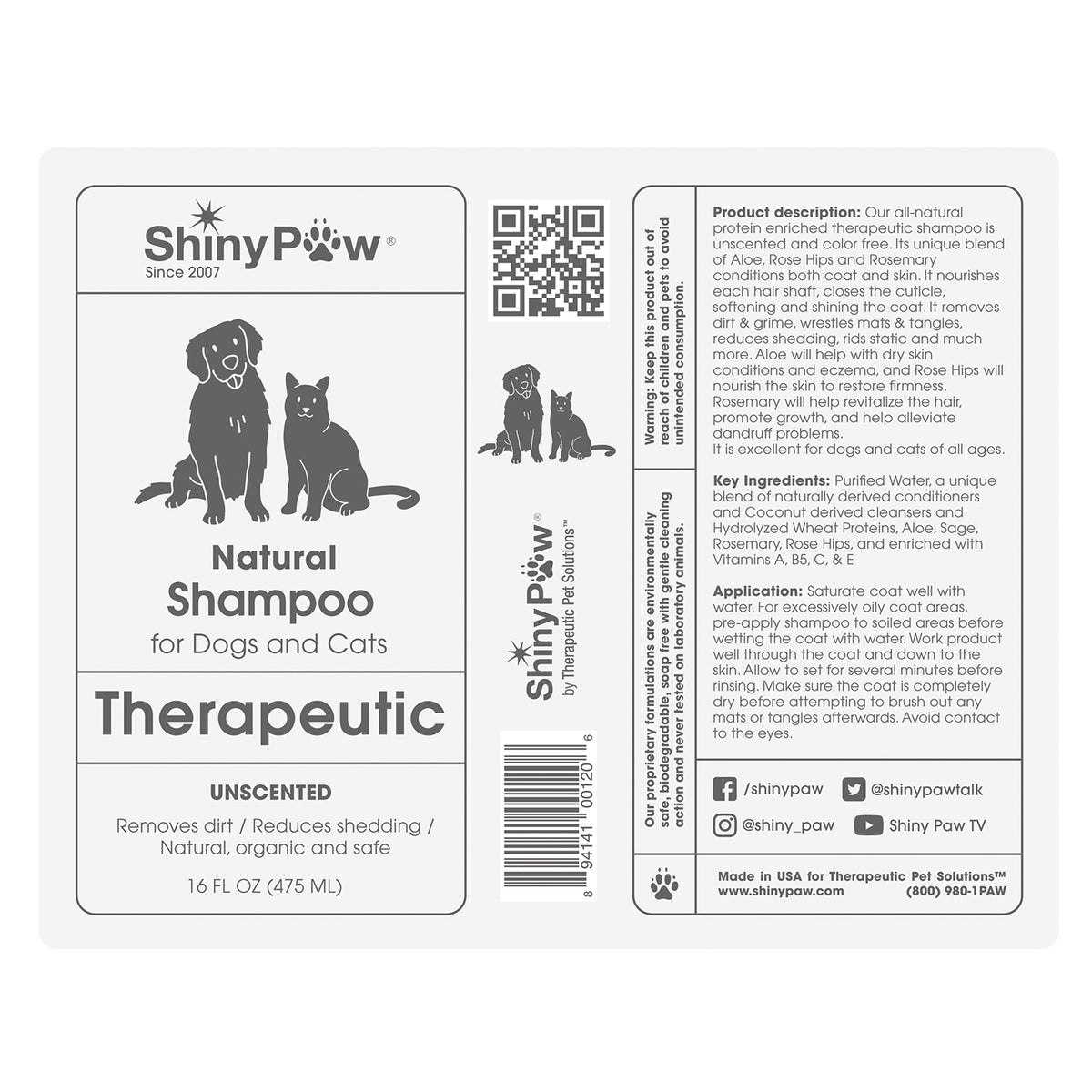 Shiny Paw unscented shampoo for dogs and cats